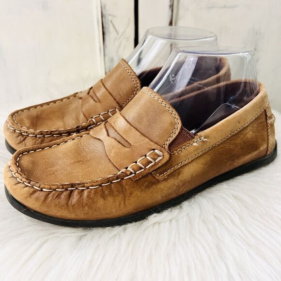Florsheim Other - Florsheim Kids Brown Leather Memory Foam Flip on Dress Shoes Boys Size 5